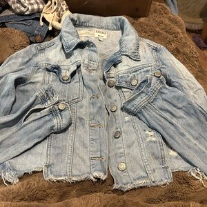 Cello Light Blue Denim Fabric jacket cropped